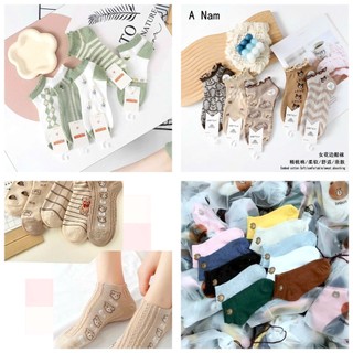 Combo 5 đôi Tất vớ nữ thổ cẩm cổ bèo chất liệu vải Hàn co giãn bốn chiều,họa tiết kute phong cách hiện đại