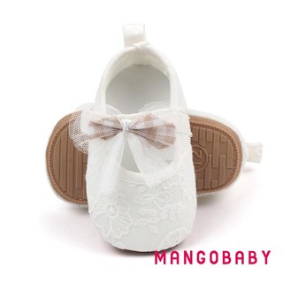 Mg-baby Bé Gái Giày Công Chúa Nơ Mềm Hoa Chống Trơn Trượt Đáy Tập Đi Đầu Tiên Giày Tập Đi