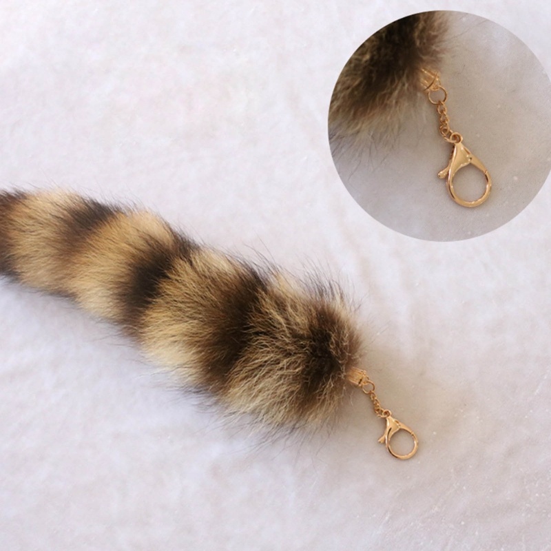 Coo Dễ Thương Cáo Racoon Đuôi Móc Khóa Túi Treo Trang Trí Chìa Khóa Giá Đỡ Ba Lô Trang Trí