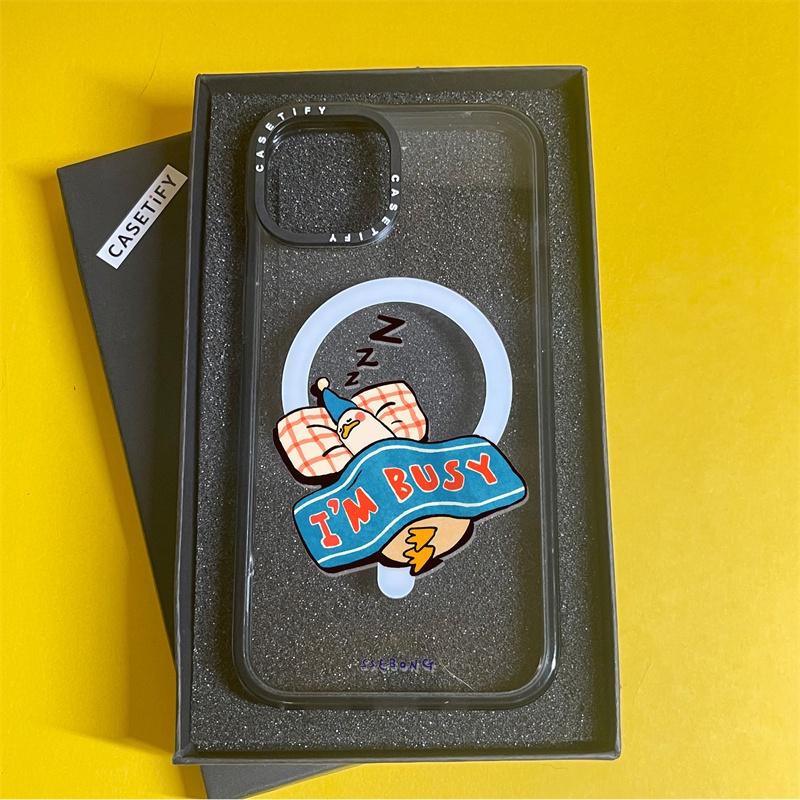 Ốp Điện Thoại tpu acrylic Cứng Trong Suốt Viền Đen Từ Tính Cho iphone 11 12 13 14 15 pro max x 'M so busy
