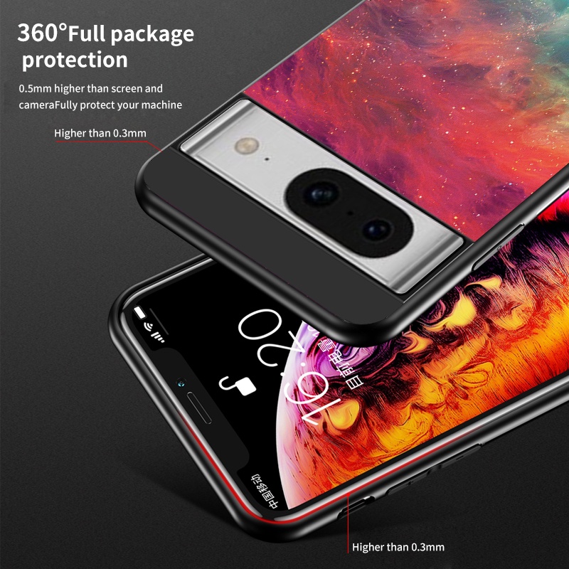 Ốp Điện Thoại Kính Cường Lực Góc Mềm Hình Bầu Trời Đầy Sao Màu gradient google pixel 8 7 6 pro 7a 6a