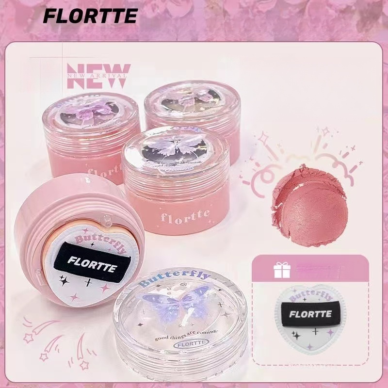 Flortte Phấn Má Hồng Trang Điểm Bắt Sáng Màu nude Tự Nhiên