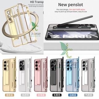 Bao Da Điện Thoại Trong Suốt Mạ Điện Có Giá Đỡ Và Ngăn Đựng Bút Cho samsung galaxy z fold 5 z fold 4 / 3 Ốp