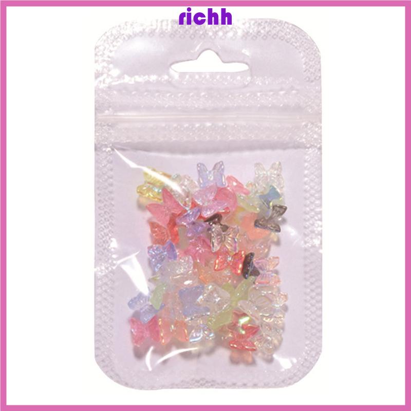 Bộ 50 Miếng Dán Hình Bướm 3d Lấp Lánh Trang Trí Móng Tay Nghệ Thuật Cho Nam