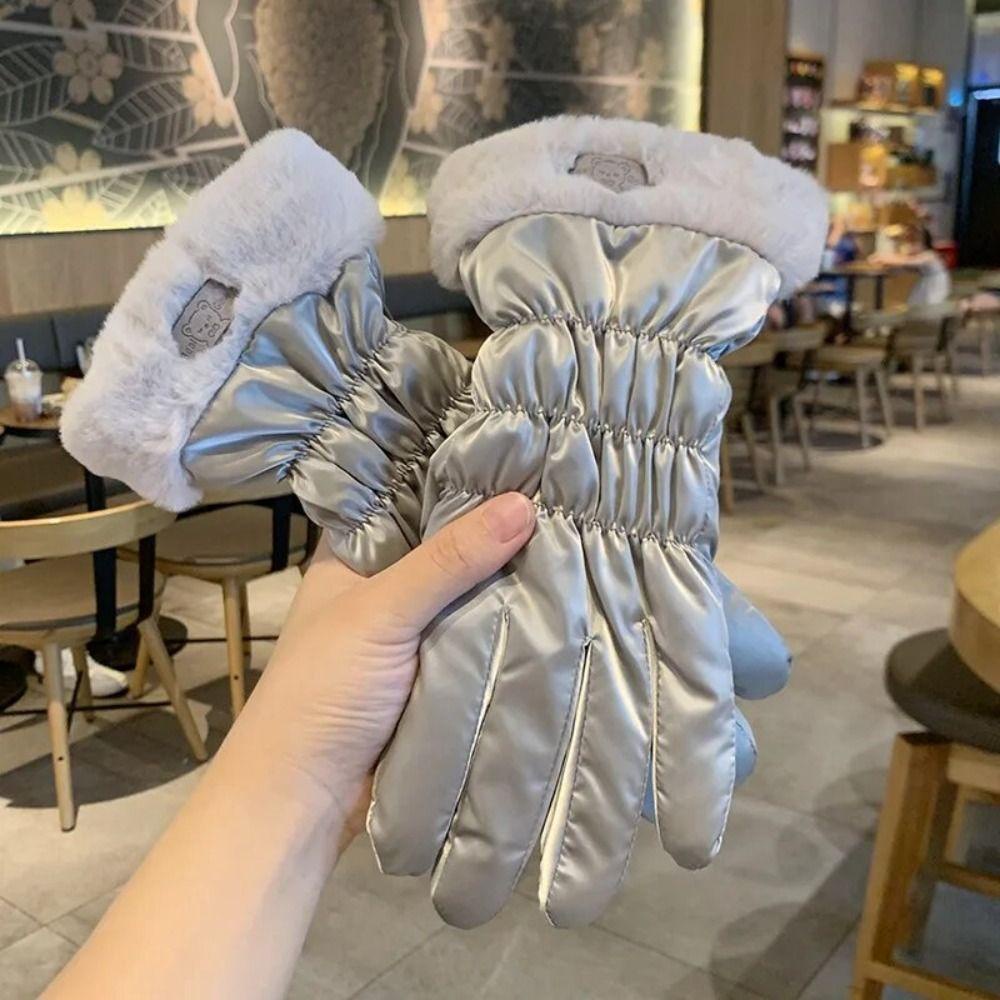 Găng tay WOAY Down cotton, sang trọng với lông cừu, lý tưởng cho mùa đông và lái xe máy