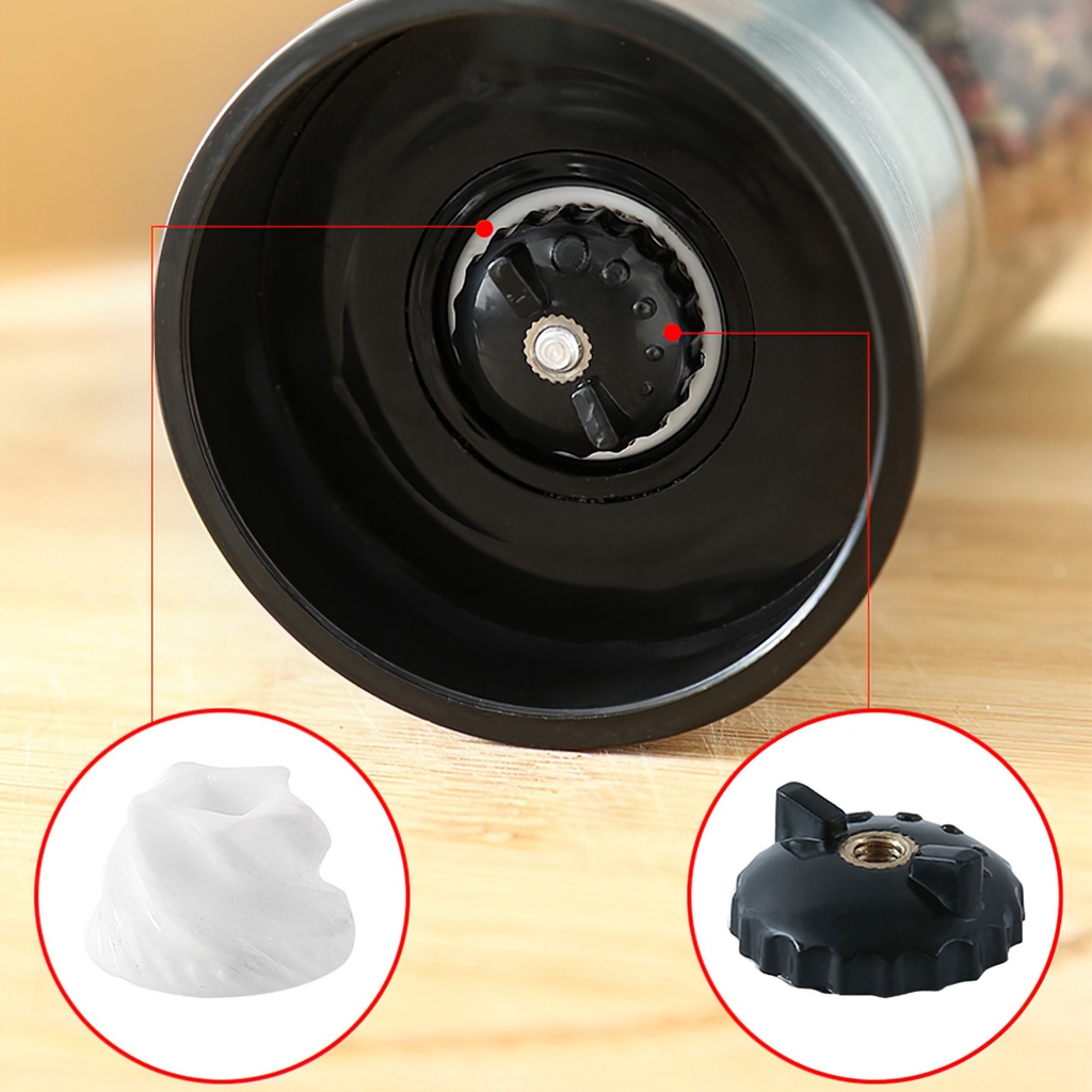 Giá sỉ - Dụng cụ xay tiêu cầm tay, Lọ xay tiêu cầm tay bình thủy tinh nắp viền - FETA