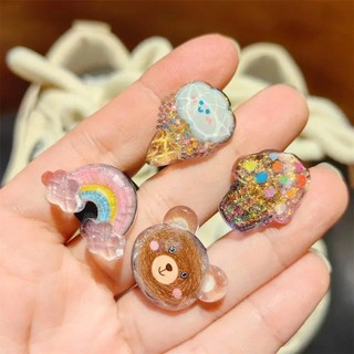 1 Phụ Kiện Trang Trí Dây Giày Hình Cây Kem Màu Cầu Vồng Lấp Lánh Dễ Tháo Gỡ Cho Bé charms