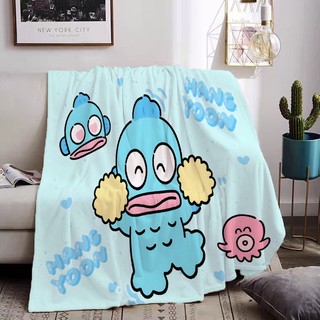 Chăn Flannel hoạt hình Sanrio Hangyodon in một mặt, điều hòa không khí, quà tặng cho gia đình và bạn bè, dùng tại văn phòng