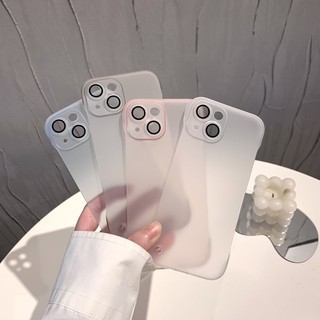 Ốp Điện Thoại Không Khung Mỏng Cho iPhone 15 ProMax 14 Plus 13 12 Pro Max Có Bảo Vệ Ống Kính Mờ Trong Suốt Nhựa Ốp Lưng T09