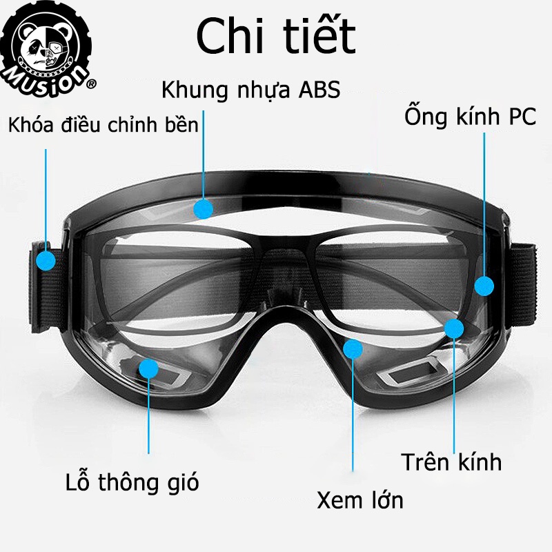 Kính bảo hộ Musion màu trơn cho hoạt động trượt tuyết/ lái xe ATV