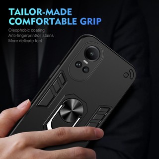 Ốp Điện Thoại Cứng Viền TPU Dẻo Mỏng Nhẹ Kèm Giá Đỡ Nhẫn Từ Tính Chống Sốc / Rơi Cho OPPO Reno 10 5G / 10 Pro 5G