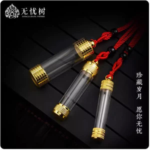 Dây Chuyền Đeo Cổ Ống Trụ Rỗng Đựng Chusa, Thần Sa, Xá Lợi - ống đựng cát mandala