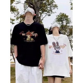 Áo thun cotton unisex cổ tròn tay ngắn, in độc đáo, form baggy cho nam nữ, cặp đôi