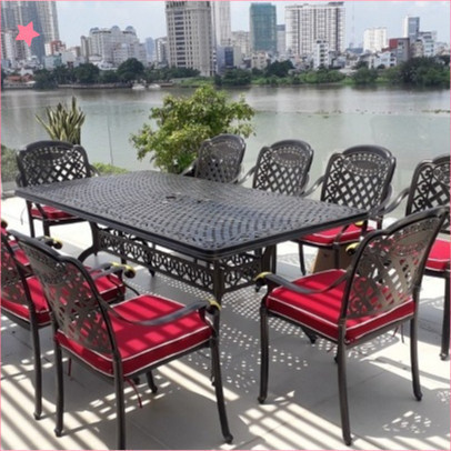 Bộ bàn ghế sân vườn ngoài trời Đẹp Bộ bàn ghế ban công ngoài trời nhôm đúc Bàn ghế ngoài trời - HP29