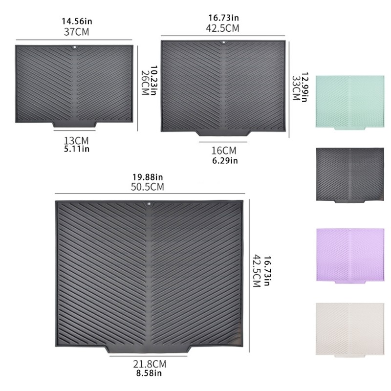 Inste Thảm thoát nước chống trượt bằng silicon bền bỉ Thảm thoát nước bằng silicon chịu nhiệt với thiết kế chống trượt Thảm thoát nước bát đĩa