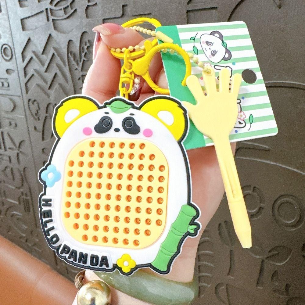 Móc khóa SEYAWSON, Mặt dây chuyền bảng vẽ gấu trúc, có trang trí treo bóng thép cho trẻ em