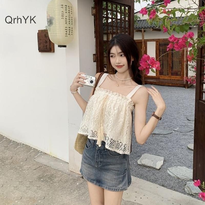 Nhà Máy Thời Trang Mùa Hè Rỗng sel Dệt Kim Camisole Nữ Màu Trơn Không Tay Rời Tank Top QrhYK
