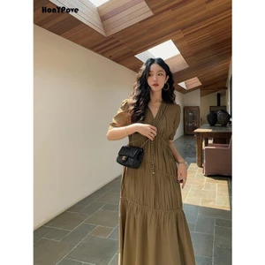 Đầm Chữ Cổ Chữ v Phối Bèo Thời Trang MùHè 2m96