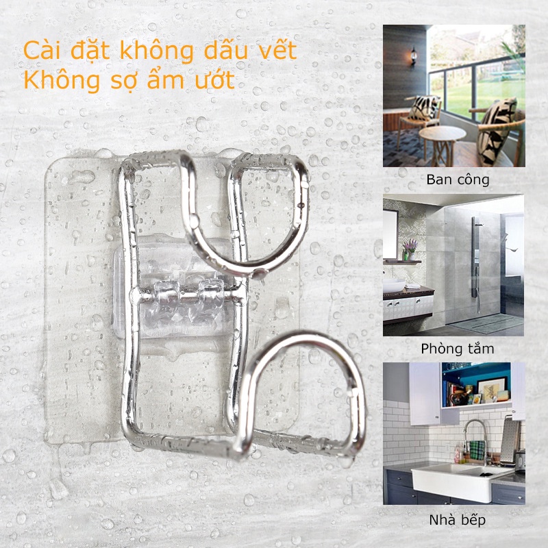 Móc dán tường treo chậu đồ dùng siêu dính chịu lực tới 10kg bằng inox
