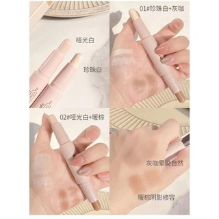 NOVO Bút Highlight Tạo Khối 2 Đầu Dạng Thỏi Kem Bắt Sáng Tạo Khối Trang Điểm Gương Mặt 2 Trong 1