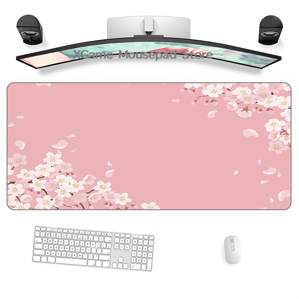 Sakura Mousepad Phụ Kiện Chơi Game Nhật Bản Lớn Miếng Lót Chuột Đen Hồng Kawaii Để Bàn Thảm Bàn XXL Miếng Lót Cho Máy Tính Chuột Thảm