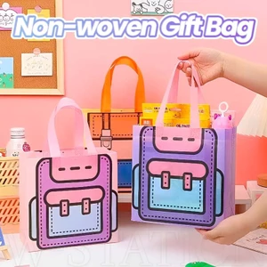 Túi Đựng Đồ Ăn Vặt Nhiều Kiểu Dáng / Túi Tote Bằng Vải Không Dệt Cầm Tay / Túi Đựng Snack Tái Sử Dụng Được Nhiều Lần Họa Tiết Hoạt Hình