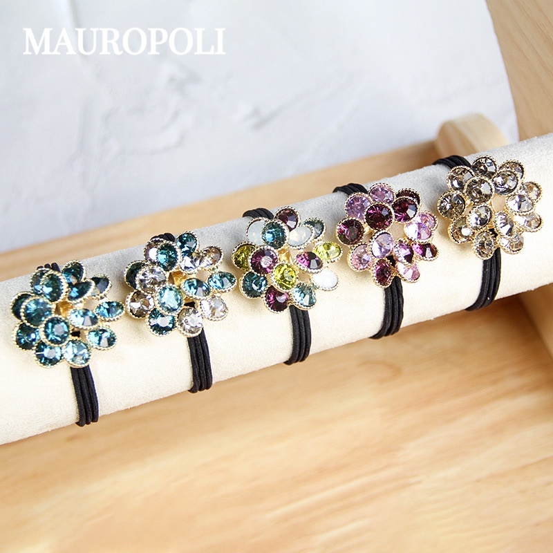 MAUROPOLI [Sẵn sàng] Dây buộc tóc đính đá Hàn Quốc Dây buộc tóc hoa trưởng thành Dây cao su đơn giản Dây buộc tóc độc đáo Mũ đội đầu bé gái Mori tươi nhỏ
