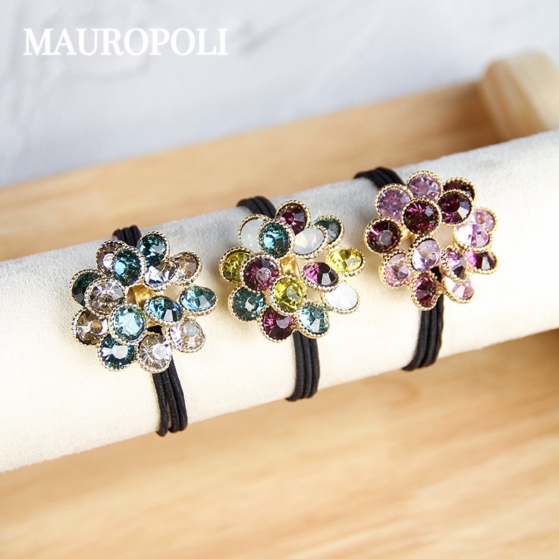 MAUROPOLI [Sẵn sàng] Dây buộc tóc đính đá Hàn Quốc Dây buộc tóc hoa trưởng thành Dây cao su đơn giản Dây buộc tóc độc đáo Mũ đội đầu bé gái Mori tươi nhỏ
