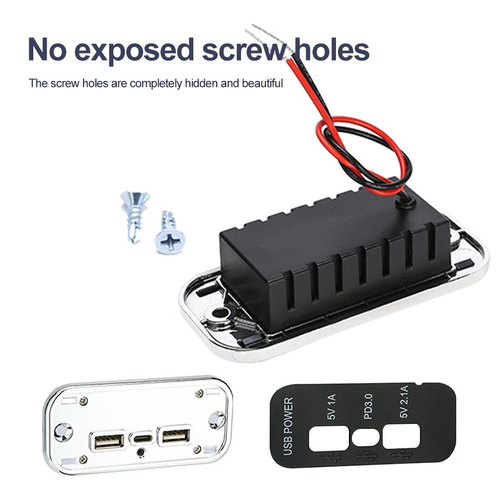 Bộ Sạc 12 / 24V PD Type-C 2.1A 1A Hai Cổng USB Cho Xe Hơi / Xe Tải / Tàu Thuyền / RV