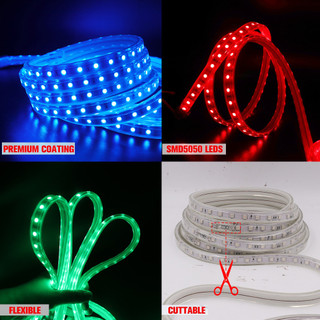Đèn LED dải 220V RGB thông minh, Băng LED ngoài trời chống nước IP67 có bộ điều khiển ứng dụng Bluetooth, Đèn dây LED đổi màu cho bữa tiệc Giáng sinh Trang trí nhà cửa trong vườn