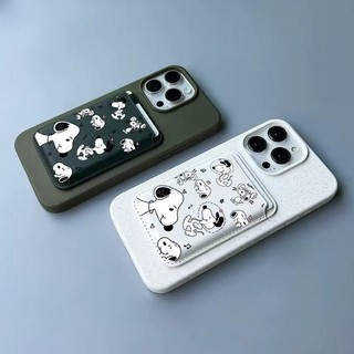 Ví phong cách cặp đôi Snoopy màu trắng cho iPhone 16 pro Max 15 14 13 12 pro Max 16Plus Giá đỡ điện thoại thẻ cho vỏ bỏ túi
