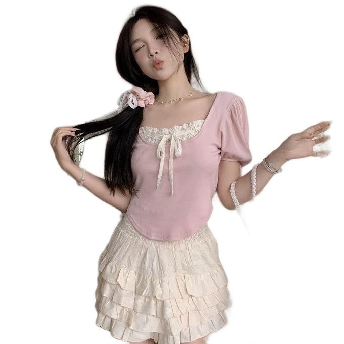 ÁO THUN REN XỐP PHỐI CỘT TAY BỒNG H660
