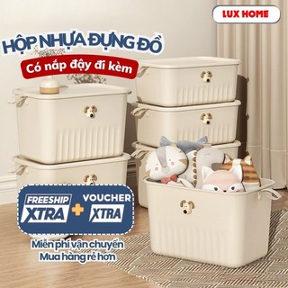 Hộp Nhựa Đựng Đồ Đa Năng Có Nắp Quai Cầm, Hộp Đựng Đồ Quần Áo, Đồ Chơi Dung Tích Lớn