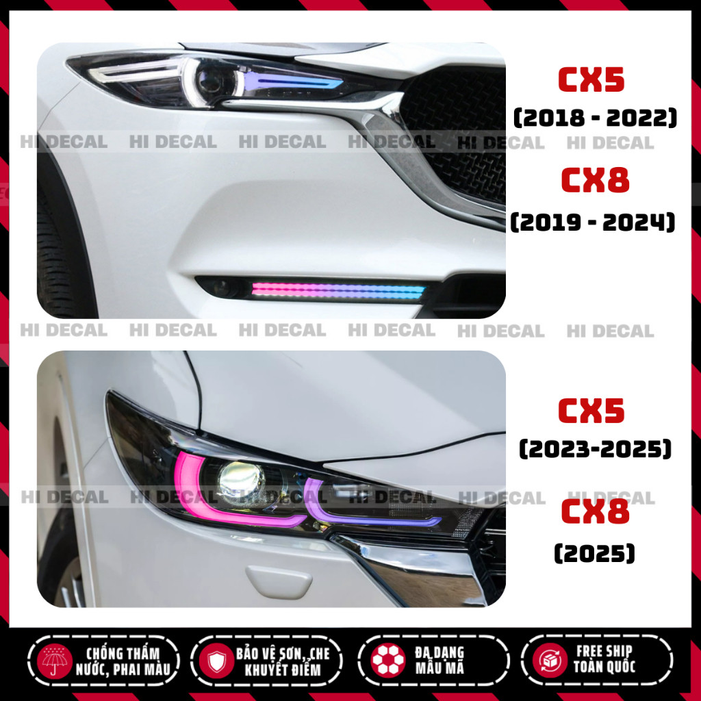 Tem dán đèn CX5 Cx8, decal dán đèn CX5 trang trí chống nước bền màu