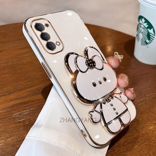 ốp lưng oppo reno 4 reno 5 reno 4 pro Ốp Điện Thoại TPU Silicon Mềm Mạ Điện Gắn Gương Trang Điểm Hình Thỏ 3D Cho oppo reno 4 reno 5 reno 4 pro