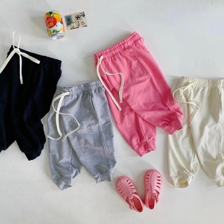 Q115-[tomnaukid] Quần ống chun 4 MÀU chất cotton 2 lớp có giãn 4 chiều bé gái cực dễ thương (dây trơn k có chéo) - Si