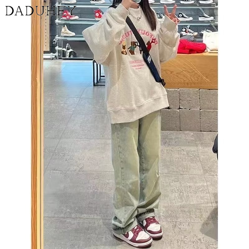 Ảnh DaDuHey New American Ins High Street Retro Yellow Mud Jeans Niche High Waist Straight Pants plus Size Trousers 2
