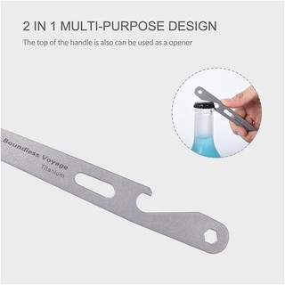 Chuyến đi không giới hạn- Thìa titan có dụng cụ mở nắp chai Cắm trại ngoài trời Flatware Bộ đồ ăn cầm tay siêu nhẹ