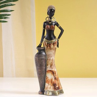 LOVIVER Tượng Quý Cô Bộ Lạc Châu Phi Bằng Nhựa resin Trang Trí Kệ Sách Để Bàn