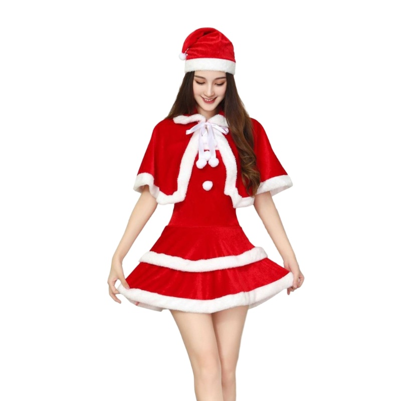 Vua Bà Ông Già Noel Phù Hợp Với Giáng Sinh Ông Già Noel Clauses Trang Phục Mũ Nhung Đầm Ren Khăn Choàng