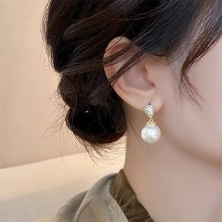 Khuyên Tai Dạng Vòng Đính Kim Cương & Ngọc Trai Nhân Tạo Kiểu Pháp Thời Trang Mới 2023