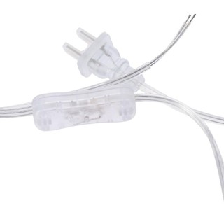 ESSENCEH 2 Dây đèn trong suốt 1,8 mét 2 lõi có công tắc, Dây nguồn công tắc phích cắm trong suốt bằng nhựa Pvc, Cáp kết nối nguồn thiết bị gia dụng bằng đồng trong suốt bằng bạc