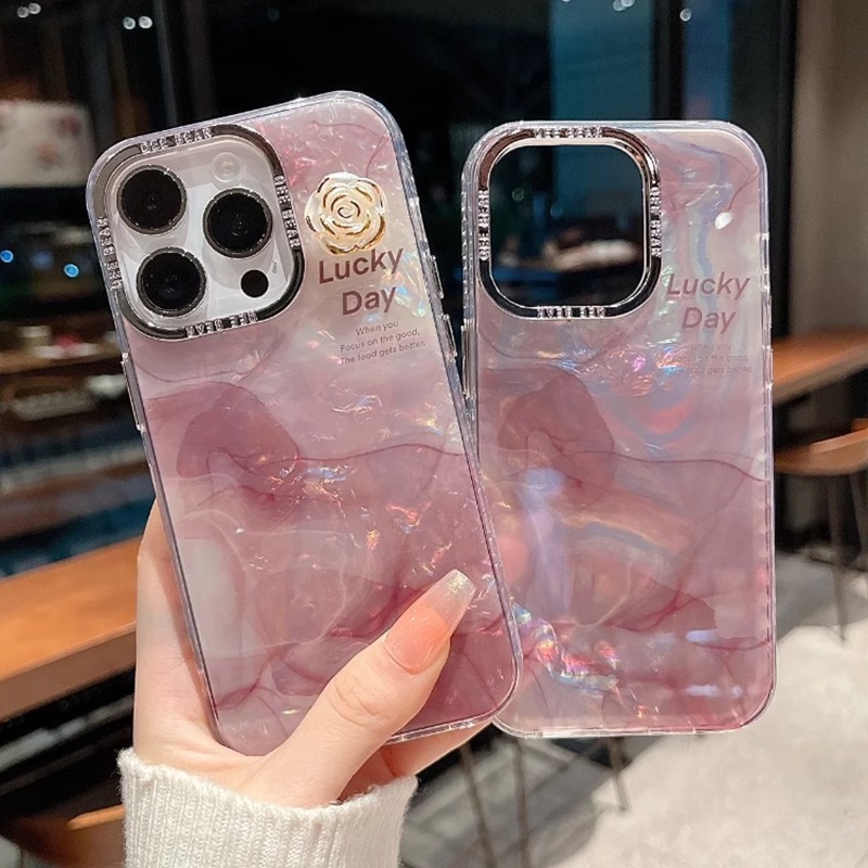 Ốp Điện Thoại Camellia Lập Thể Tương Thích Cho iPhone 17 Pro Max 17 Air 16 15 14 13 12 11 Pro Max Bảo Vệ Toàn Diện Vỏ Bảo Vệ Chống Sốc Họa Tiết Vỏ Acrylic