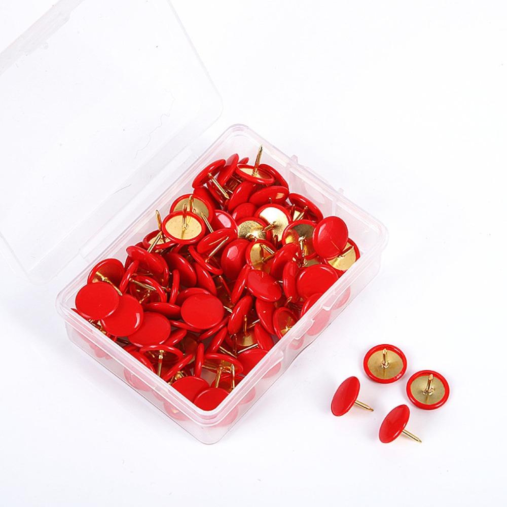 ITRUMPET 100 Cái Tacks, Bảng thông báo vẽ bản tin Chân đẩy tròn, Đồ dùng văn phòng Màu kim loại Đầu tròn Tacks Point Cork Board Tacks