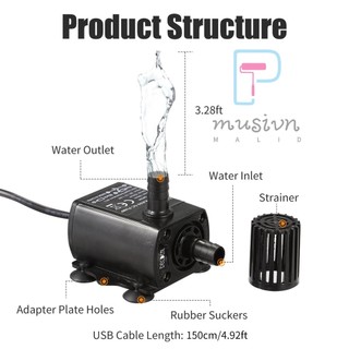 Máy bơm không chổi than USB DECDEAL, bộ lọc, siêu yên tĩnh, chống nước, DC5V, phun chìm, tuần hoàn bể cá 150L/h, 1,2W