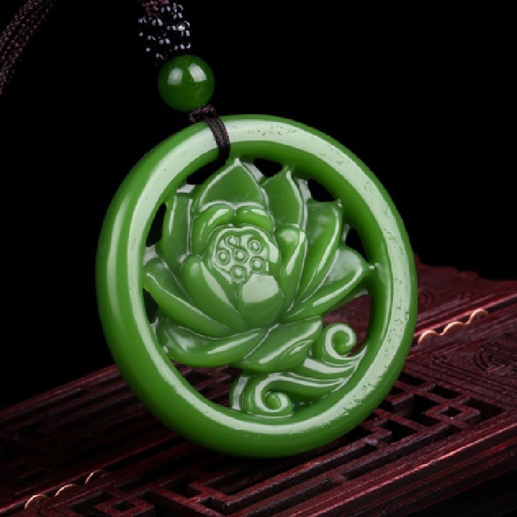 Spinner Mặt Dây Chuyền Hình Hoa Sen Màu Xanh Lá Phong Cách Giàu Có Dễ Phối Đồ
