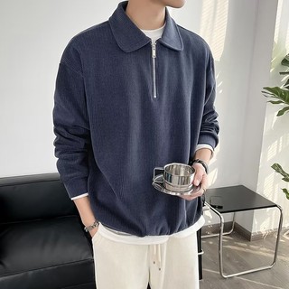 DICHUANGZHE Áo sweater Tay Dài Cổ polo Có Khóa Kéo Phong Cách Thời Trang Dành Cho Nam Giới