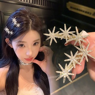 Kẹp Tóc Hình Ngôi Sao / Bông Tuyết / Hình Bát Giác Đính Đá Dễ Thương Ngọt Ngào