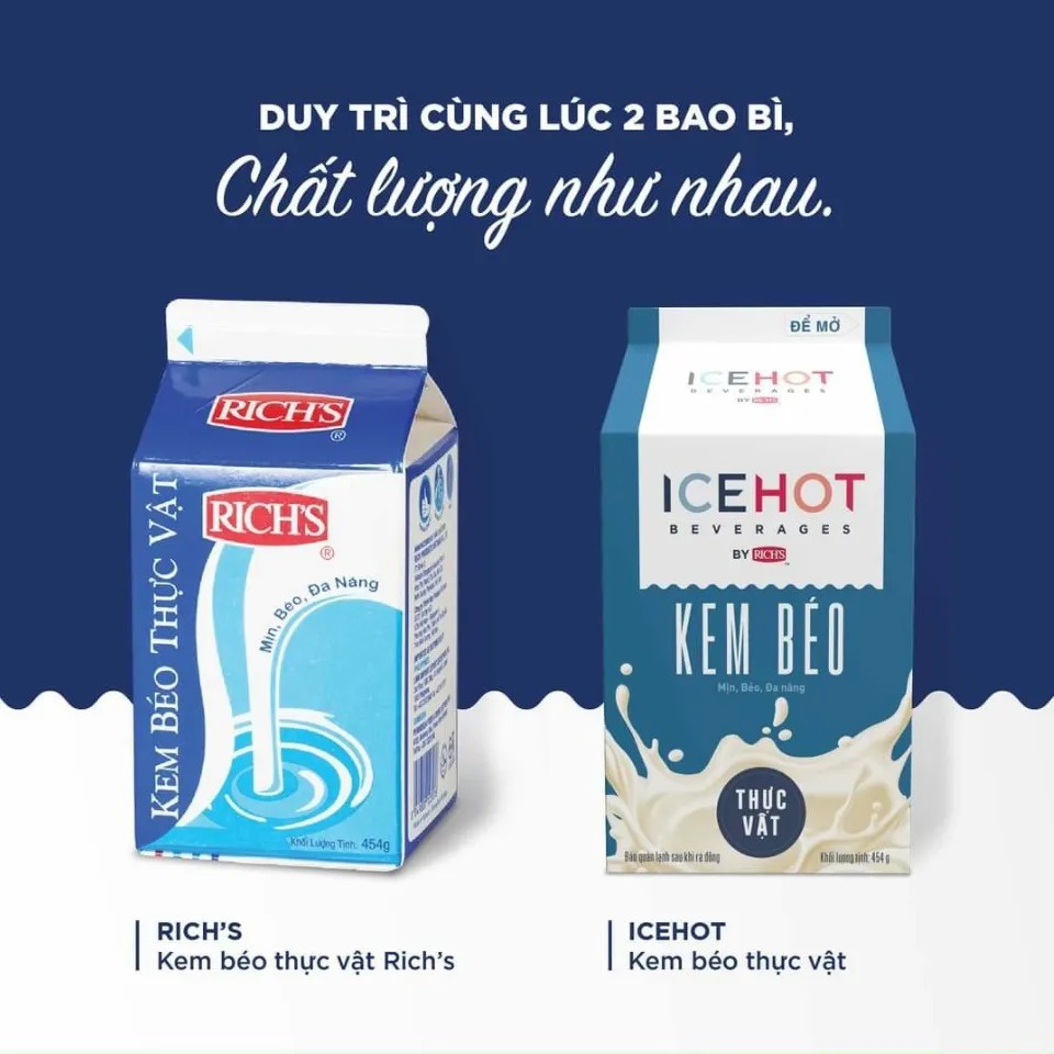 Kem béo thực vật ICEHOT Rich's hộp 454g - Kem Base, On-top, Kem béo vị sữa