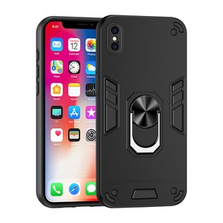 Ốp Điện Thoại Cứng Viền TPU Dẻo Mỏng Nhẹ Kèm Giá Đỡ Nhẫn Từ Tính Chống Sốc / Rơi Cho iPhone X / Xs Max / XR